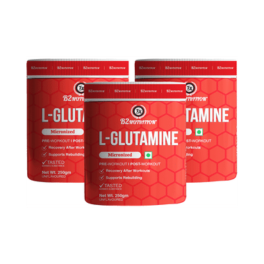 B2 Nutrition L-Glutamine Micronized Powder (250gm Each) Unflavoured