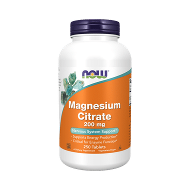Now Foods Magnesium Citrate 200mg For Energy, Enzyme Action & Nervous System Support | Vegetarian Tablet