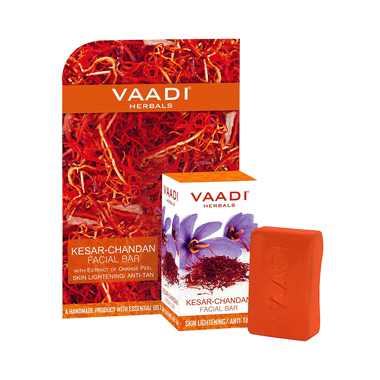 Vaadi Herbals Super Value Pack Of Kesar Chandan Facial Bars With Extract Of Orange Peel (25gm Each)