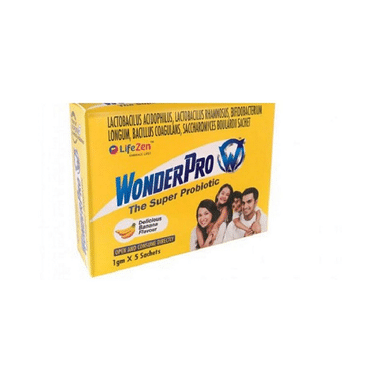 WonderPro The Super Probiotic Sachet (5 Billion CFU) | For Gut Health, Digestion & Immunity Delicious Banana