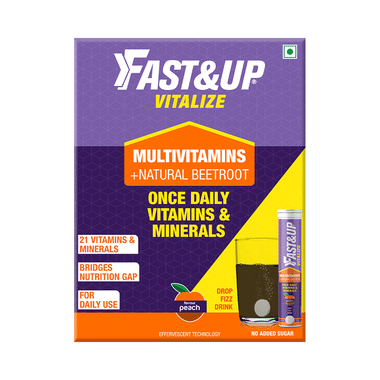 Fast&Up Vitalize Multivitamins +Natural Beetroot With No Added Sugar Effervescent Tablet Peach