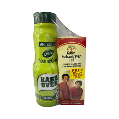 Dabur Mahanarayan Tail | Relieves Pain & Stiffness Of Joints, Back, Ribs & Muscles With Dabur Kabz Over 120gm Free
