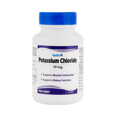 HealthVit Potassium Chloride 99mg | For Muscle Contraction & Kidney Function | Tablet