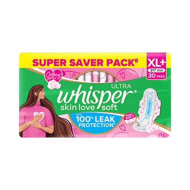 Whisper Ultra Skin Love Soft Sanitary Pads For Women XL+