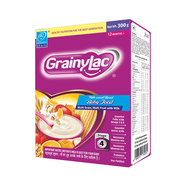 GrainyLac Multi Grain Multi Fruit With Milk Baby Food 12 Months Plus Multi Flavours Powder