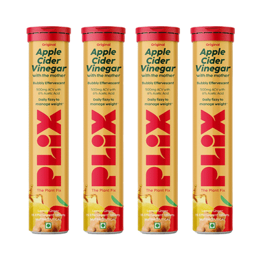 Plix Original Apple Cider Vinegar With The Mother Effervescent Tablet (15 Each) Lemon Ginger