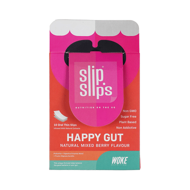 Slip Slip's Happy Gut Probiotic Oral Thin Strip For Better Digestive Wellness Natural Mixed Berry