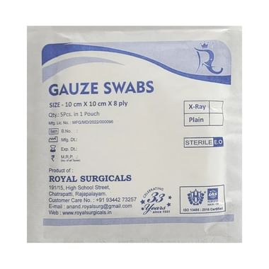 Royal Surgicals Gauze Swabs Sterile (5 Each) 10cm X 10cm X 8ply