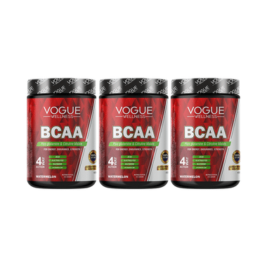 Vogue Wellness BCAA Supplement Boost Strength Stamina Energy Performance Muscle Recovery & Endurance Watermelon