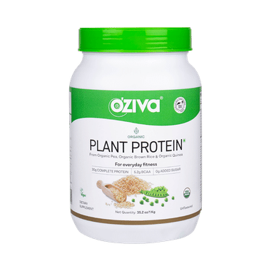 Oziva Organic Plant Protein From Organic Pea, Brown Rice & Quinoa For Everyday Fitness | Unflavoured