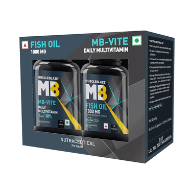 MuscleBlaze Combo Pack Of Fish Oil 1000mg Capsule & MB-Vite Daily Multivitamin Tablet