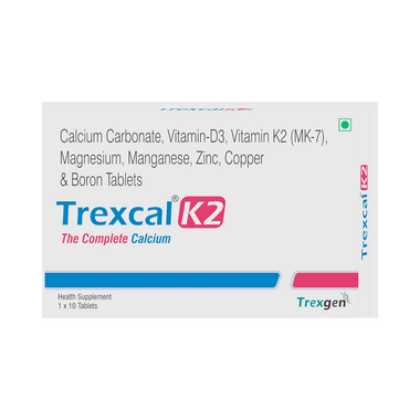 Trexgen Trexcal K2 With Calcium, Zinc & Vitamin D3 For Bone Health | Tablet