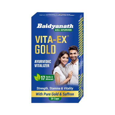 Baidyanath Vita-Ex Gold Capsule for Men | Ayurvedic Supplement for Strength | Stamina & Vitality