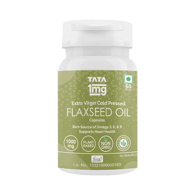 Tata 1mg Flaxseed Oil 1000mg Veg Omega 3 Capsule for Heart Health