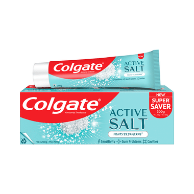 Colgate Active Salt Anticavity Toothpaste | Germ Fighting For Healthy Gums And Teeth (200gm + 100gm)
