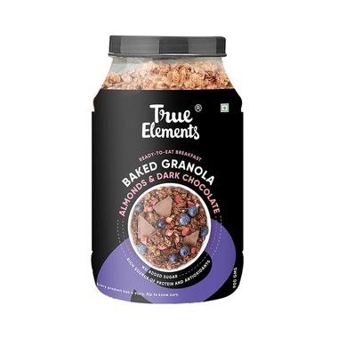 True Elements Baked Granola With Protein & Antioxidants For Weight Management | No Added Sugar | Flavour Almond And Dark Chocolate