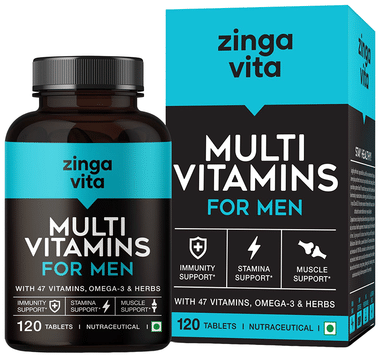 Zingavita Multivitamins for Men with 47 Vitamins, Omega 3 & Herbs for Immunity, Stamina & Muscle Support Tablet