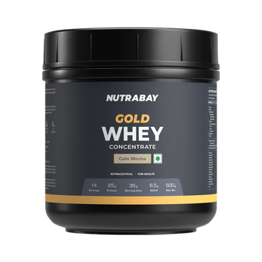 Nutrabay Gold Concentrate Whey Protein For Muscle Recovery | No Added Sugar Powder Cafe Mocha