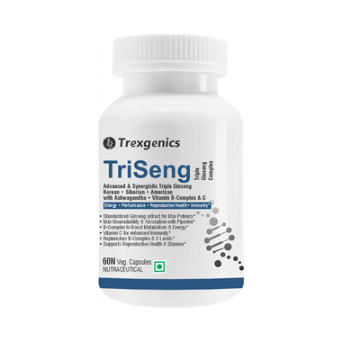 Trexgenics TriSeng Triple Ginseng B-Complex Veg Capsule