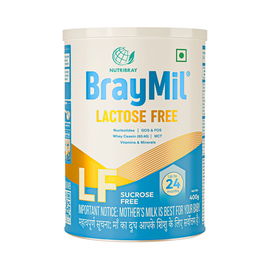 Braymil Lactose Free | GOS & FOS | Whey Casein (60:40) | Vitamins & Minerals | Up to 24 Months Powder