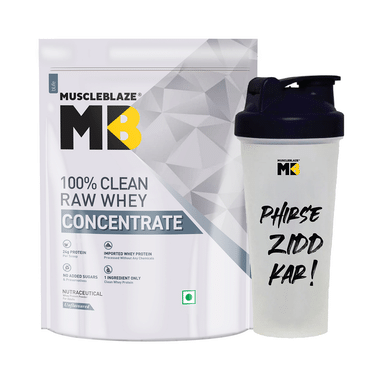 MuscleBlaze Raw Whey Protein | | Light & Clean Protein | Easy To Digest Powder With Shaker 650ml Unflavored