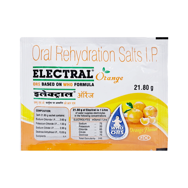 Electral Powder | ORS For Replenishing Body Fluids & Electrolytes | For Stomach Care Orange