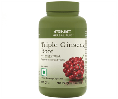 GNC Herbal Plus Triple Ginseng Root Capsule | For Energy & Vitality Support GNC Herbal Plus Triple Ginseng Root Capsule | For Energy & Vitality Support