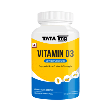 Vitamin D3 Capsules | Supports Bone Strength & Calcium Absorption | by Tata 1mg