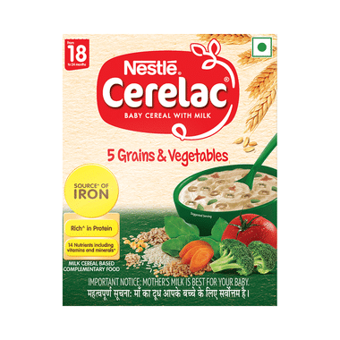 Nestle Cerelac Baby Cereal With Iron, Minerals & Vitamins | From 18 To 24 Months | 5 Grains & Vegetables