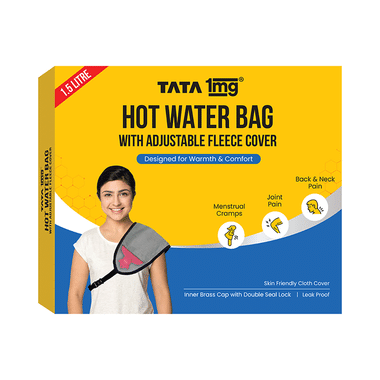 Tata 1mg Hot Water Bag with Adjustable Fleece Cover | Leak-Proof, Long-Lasting Heat for Period Cramps & Pain Relief (Red)