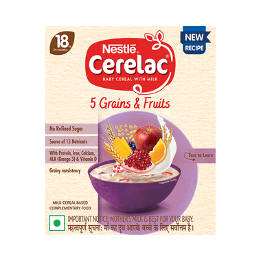 Nestle Cerelac Baby Cereal With Iron, Vitamins & Minerals | From 12 To 24 Months | 5 Grains & Fruits No Refined Sugar