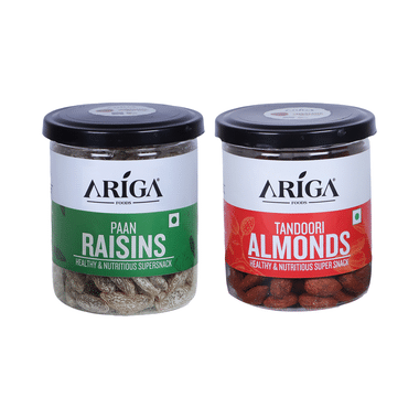 Ariga Foods Combo Pack of Paan Raisins (250gm) & Tandoori Almonds (200gm)