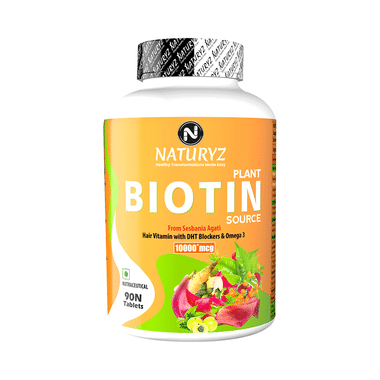 Naturyz 100% Plant Biotin Tablets With DHT Blocker & Omega For Nails, Hair & Skin