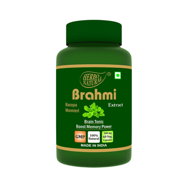 Herbo Natural Brahmi (Bacopa Monnieri) Extract  500mg Veg Capsule