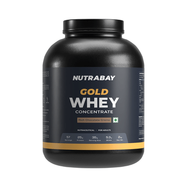 Nutrabay Gold Concentrate Whey Protein For Muscle Recovery | No Added Sugar Powder Rich Chocolate Creme