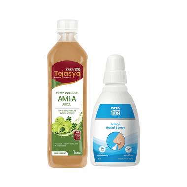Combo Pack of Tata 1mg Saline Nasal Spray (20ml) & Tata 1mg Tejasya Amla Juice (1 Ltr)