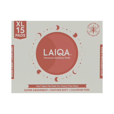 Laiqa Ultra Soft Sanitary Pads For Women (15) & Pantyliners Free (3) Extra Large