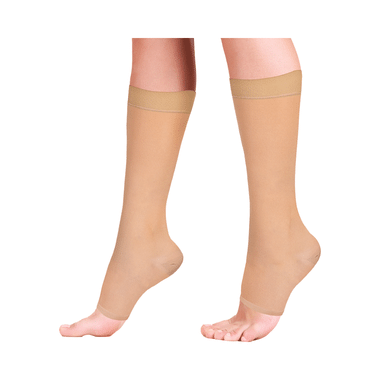 Vissco ADV Medical Compression Stockings (Open Toe And Class II, 23-32mm Hg) Knee Length Medium Beige