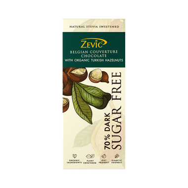 Zevic 70% Dark Sugar Free Belgian Couverture Chocolate With Organic Turkish Hazelnuts