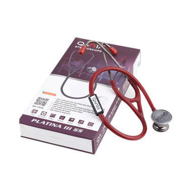 Qanta QA-2050 PLATINA III SS Smokey Grey Finish, Stainless Steel Stethoscope Red