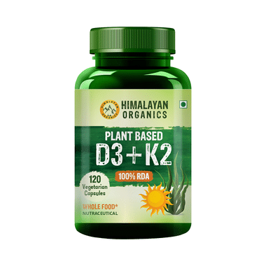 Himalayan Organics Plant Based Vitamin D3(Lichen) + K2(Menaquinone Mk7) | Vegetarian Capsule For Healthy Bones