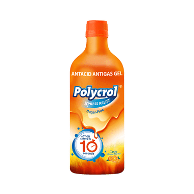 Polycrol Xpress Relief Sugar-Free Antacid Antigas Gel | Flavour Tasty Orange