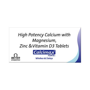 Calcimax Forte+ Calcium Tablet With Magnesium, Zinc & Vitamin D3 | Nutrition Formula With Essential Minerlas | For Bone, Joint & Muscle Care