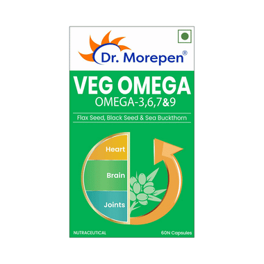 Dr. Morepen Veg-Omega 3-6-7-9 | Capsule for Heart, Brain & Joint Health