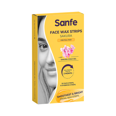 Sanfe Face Wax Strips With Sakura Hair Removal For Eyebrows, Upper Lips, Forehead & Chin