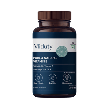 Miduty Pure & Natural Vitamin E Veg Softgels | E-Cataract | Skin & Hair Health | Sunflower oil extract
