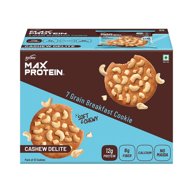 RiteBite Cashew Delite Max Protein Cookie  With 12g Protein And 8g Fiber, (60gm Each)