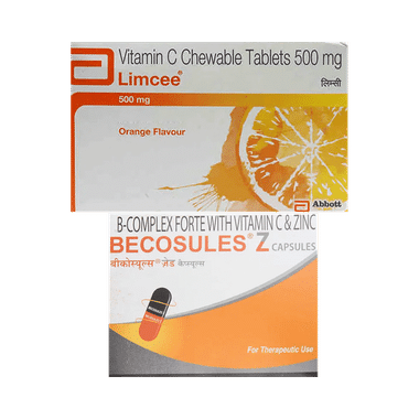 Combo Pack Of Limcee Chewable Tablet Orange (15) & Becosules Z Capsule (20)