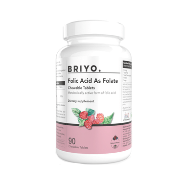 Briyo Folic Acid As Folate Chewable Tablet Natural Raspberry