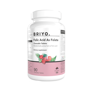 Briyo Folic Acid as Folate Chewable Tablet Natural Raspberry